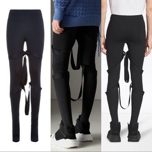 NWT BURBERRY Black Strap Footed Jersey Leggings Sm
